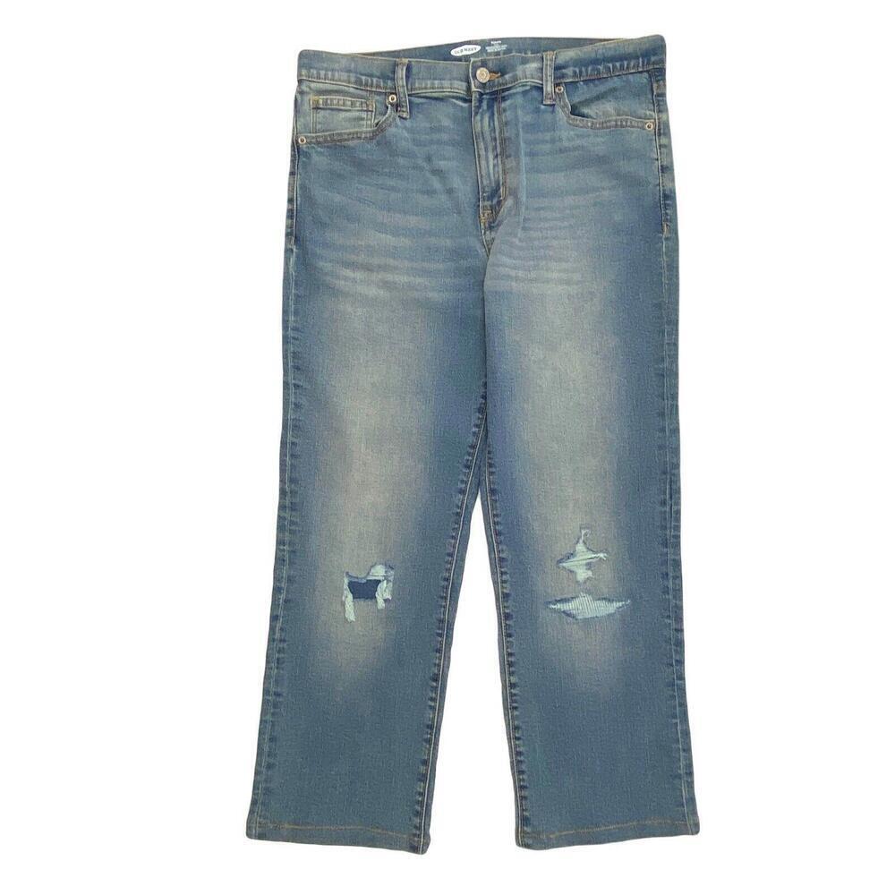 Old Navy Karate Slim Adjustable Waist Distressed Boy's size 18‎ Blue Denim Jeans